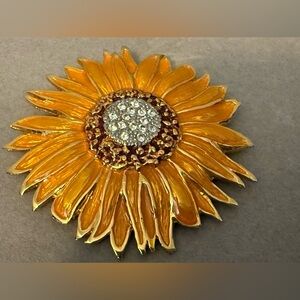 Sunflower Gold and Orange Brooch Large